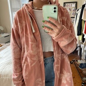 O’Neil peach fleece with hood. Women’s size Medium.